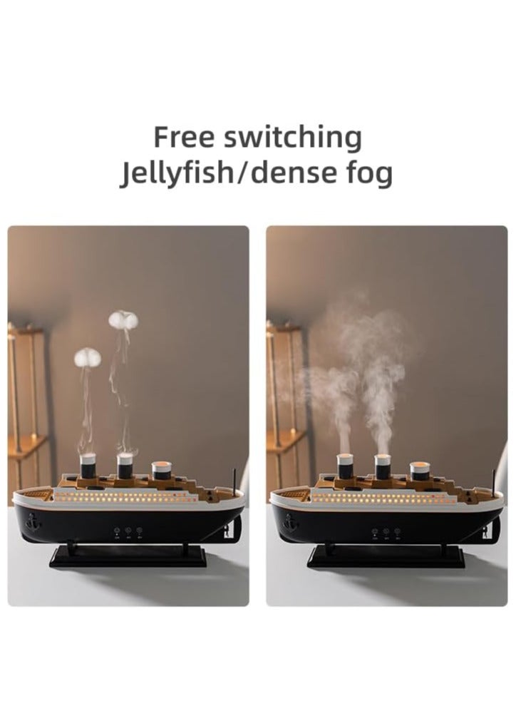Cruise Ship Aromatherapy Diffuser with Remote Control, 250ml Essential Oil Diffuser, Cool Mist Humidifier, Jellyfish Mist Effect, LED Mood Lights, Decorative Aroma Diffuser for Home, Bedroom & Office - Image 4