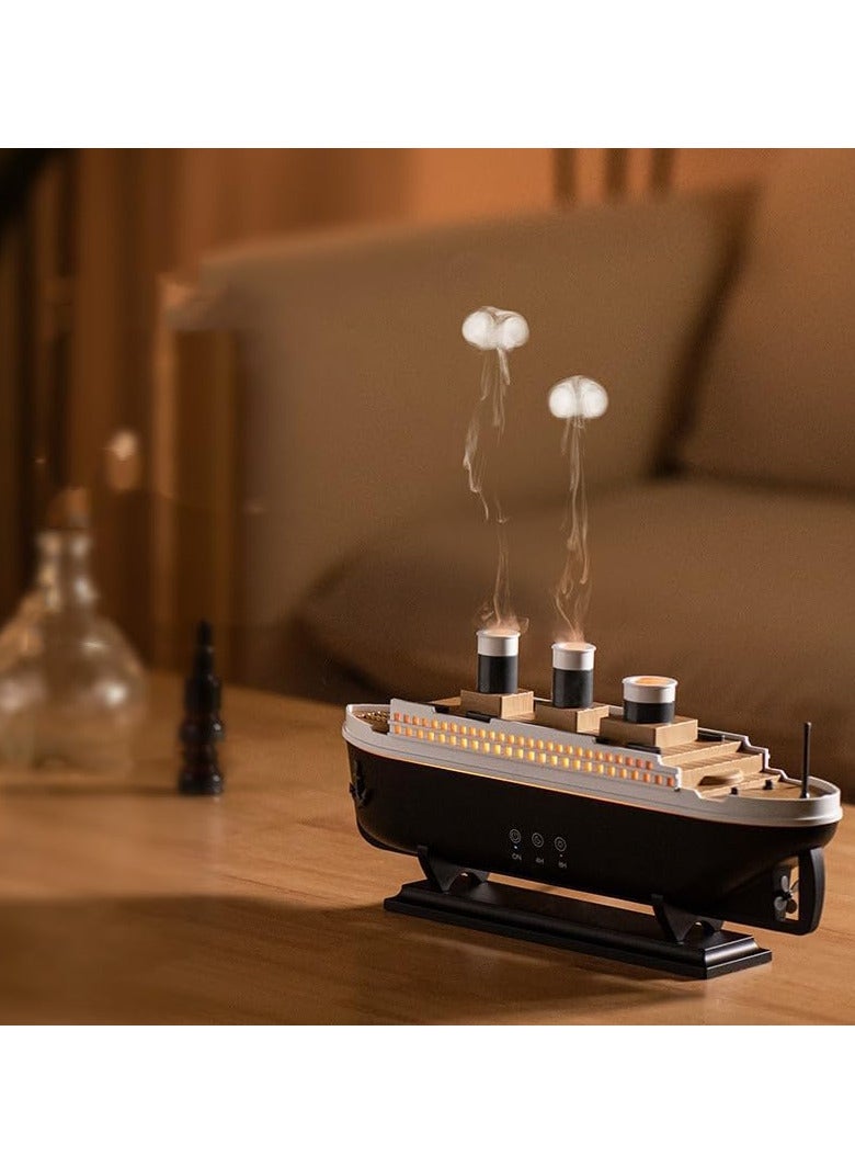 Cruise Ship Aromatherapy Diffuser with Remote Control, 250ml Essential Oil Diffuser, Cool Mist Humidifier, Jellyfish Mist Effect, LED Mood Lights, Decorative Aroma Diffuser for Home, Bedroom & Office - Image 1