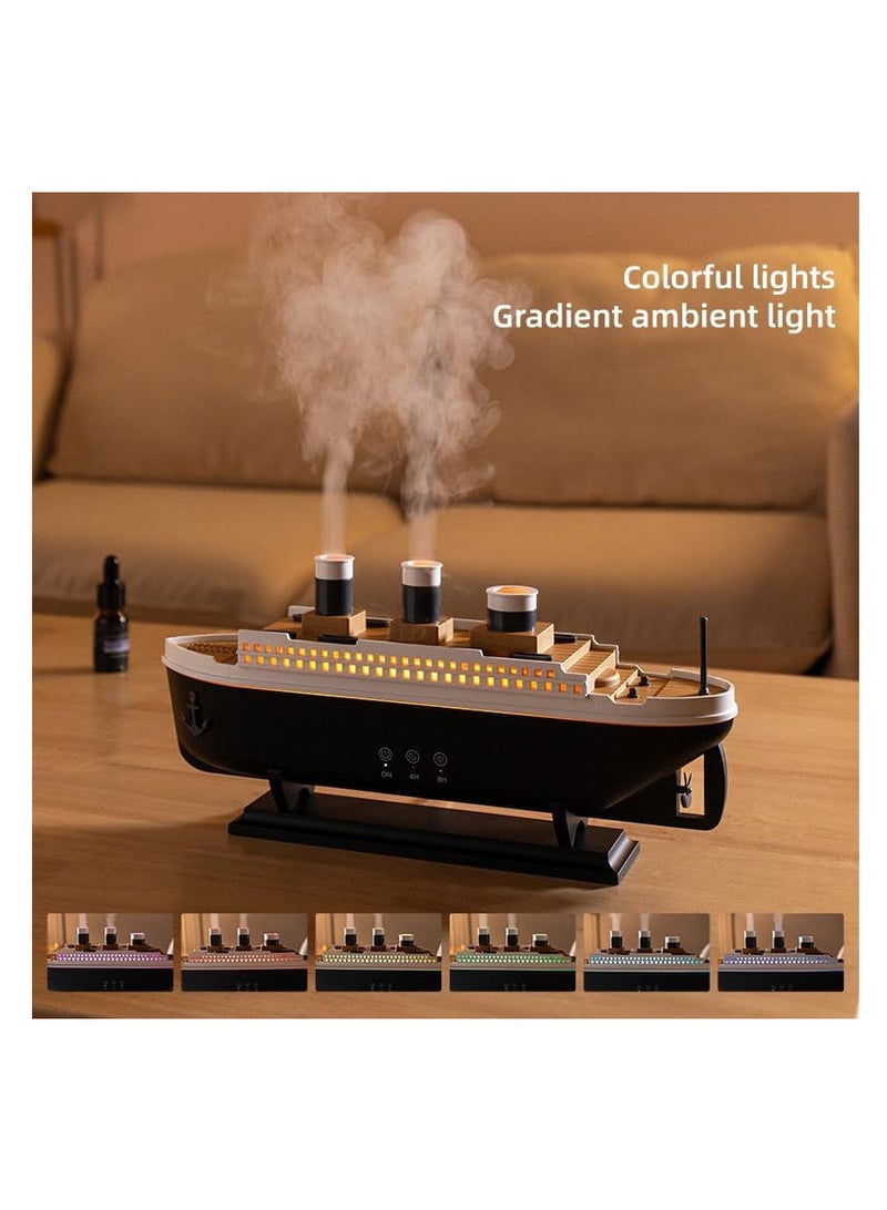 Cruise Ship Aromatherapy Diffuser with Remote Control, 250ml Essential Oil Diffuser, Cool Mist Humidifier, Jellyfish Mist Effect, LED Mood Lights, Decorative Aroma Diffuser for Home, Bedroom & Office - Image 2