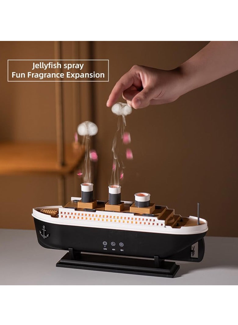 Cruise Ship Aromatherapy Diffuser with Remote Control, 250ml Essential Oil Diffuser, Cool Mist Humidifier, Jellyfish Mist Effect, LED Mood Lights, Decorative Aroma Diffuser for Home, Bedroom & Office - Image 5