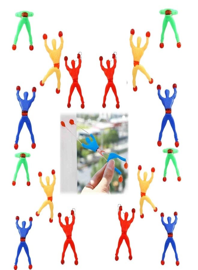 TARINI 16 Pcs Stretchy Wall Crawler Toy, Reusable Sticky Climber Toy, Funny Stretchy Toy, Multicolor Novelty Toy, Party Favor Toy for Kids & Adults - Image 1