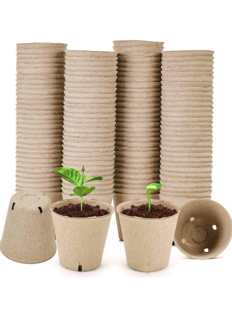 Peat Pots,100 Packs 3.15 Inch Seed Starting Pots with Drainage Holes Round Nursery Pot,Biodegradable Round Plant Seed Starter Peat Pots Germination Seedling Trays - Image 1