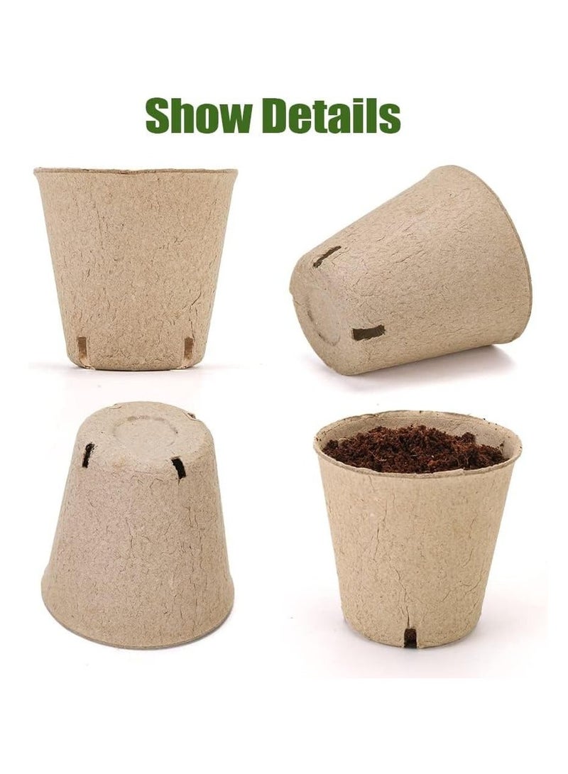 Peat Pots,100 Packs 3.15 Inch Seed Starting Pots with Drainage Holes Round Nursery Pot,Biodegradable Round Plant Seed Starter Peat Pots Germination Seedling Trays - Image 3