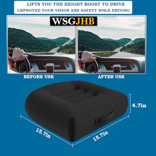WSGJHB Car Booster Seat Cushion Posture Cushion Portable Breathable Mesh, Effectively Increase The Field of View Ideal for Office, Home, Angle Lift Seat Cushions,Black - Image 3