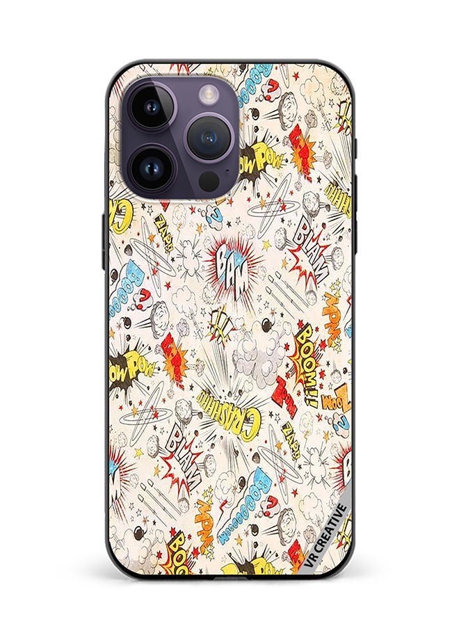 VR CREATIVE Protective Case Cover For Apple iPhone 16 Pro Comic Book Sticker Design Multicolour - Image 1