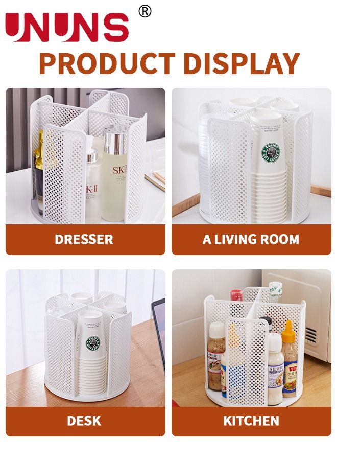 UNUNS تخزين الأكواب للاستعمال مرة واحدة، حامل منظم لتخزين فناجين القهوة والغطاء يدور 360 درجة، 4 أقسام، موزع أكواب ورقية - Image 4