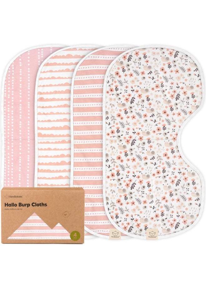 KeaBabies KeaBabies 4-Pack Baby Burp Cloths Baby Girl, Boy - Organic Cotton Burp Cloth, Extra Large, Absorbent, Soft Burping Cloths & Bibs Set for Babies, Newborn Burp Clothes, Thick Burp Rags (Sweet Charm)  - Image 1