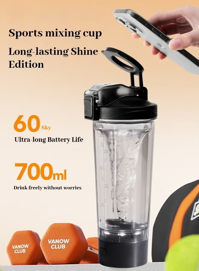 Electric Protein Shaker Cup with Magnetic Phone Holder, USB-C Rechargeable Portable Blender with Powerful Motor for Smooth, Lump-Free Shakes - 700ml/20oz (white) - Image 1