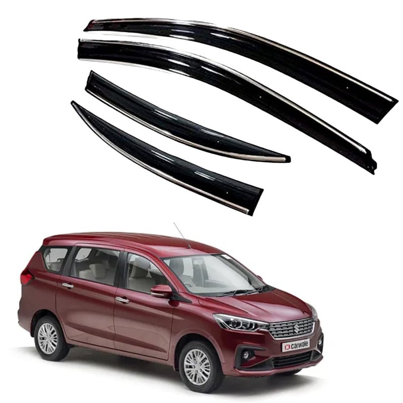 ROYALTECH حماية خلفية السيارة من الرياح والمطر من كروم لاين وسيلفر لاين القابلة للكسر مع واقي للأبواب الجانبية متوافق مع (ماروتي سوزوكي إرتيجا (2016-2018)) - Image 1