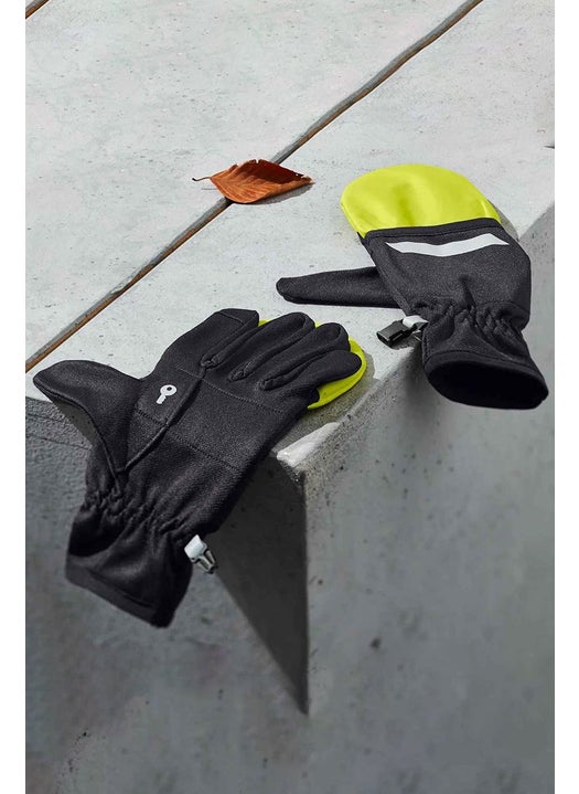 Unisex 1,Pair Running Gloves, Black and Lime