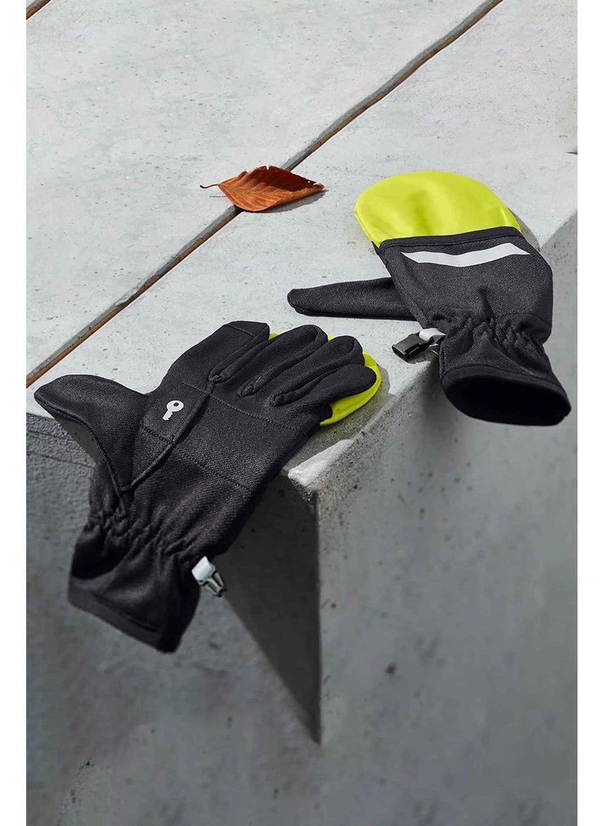 Tchibo Unisex 1,Pair Running Gloves, Black and Lime  - Image 1