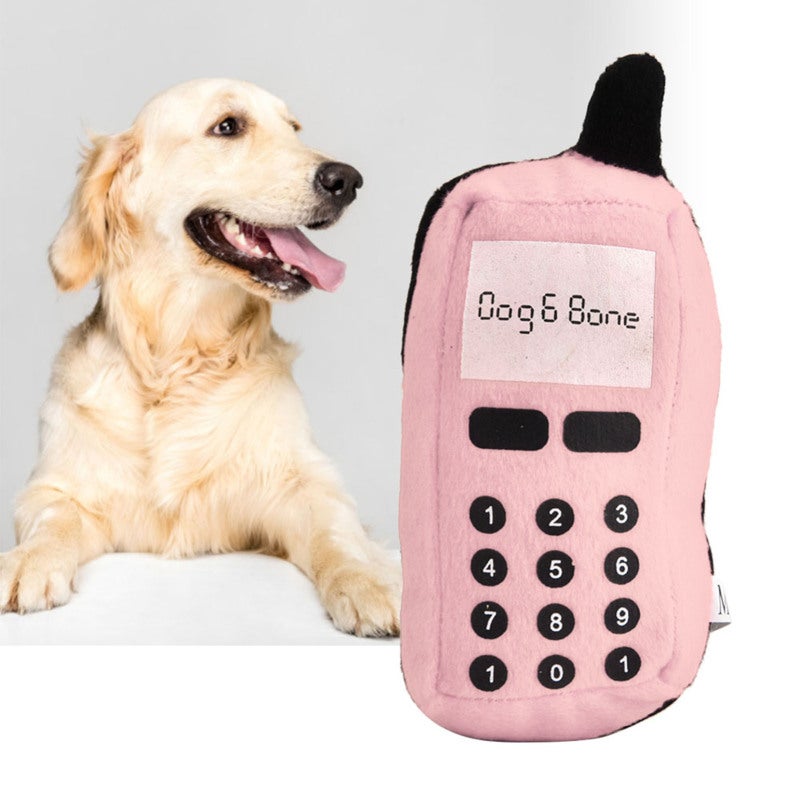 Plush Pet Toy: Pink Soft Non-Toxic Plush Material - Sturdy Durable Tartar Cleaning Sounding Cell Phone Shape Chew Toy for Home Alone Dogs - Image 1
