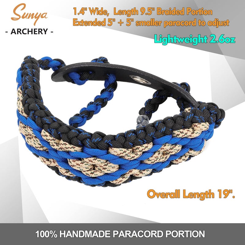 Sunya Archery Bow Wrist Sling, 550 Paracord Strap Comfortable on Hand.100% Full Grain Leather Yoke, Multiple Camo Colors.Fit Compound Bow Stabilizer & Recurve. - Image 3