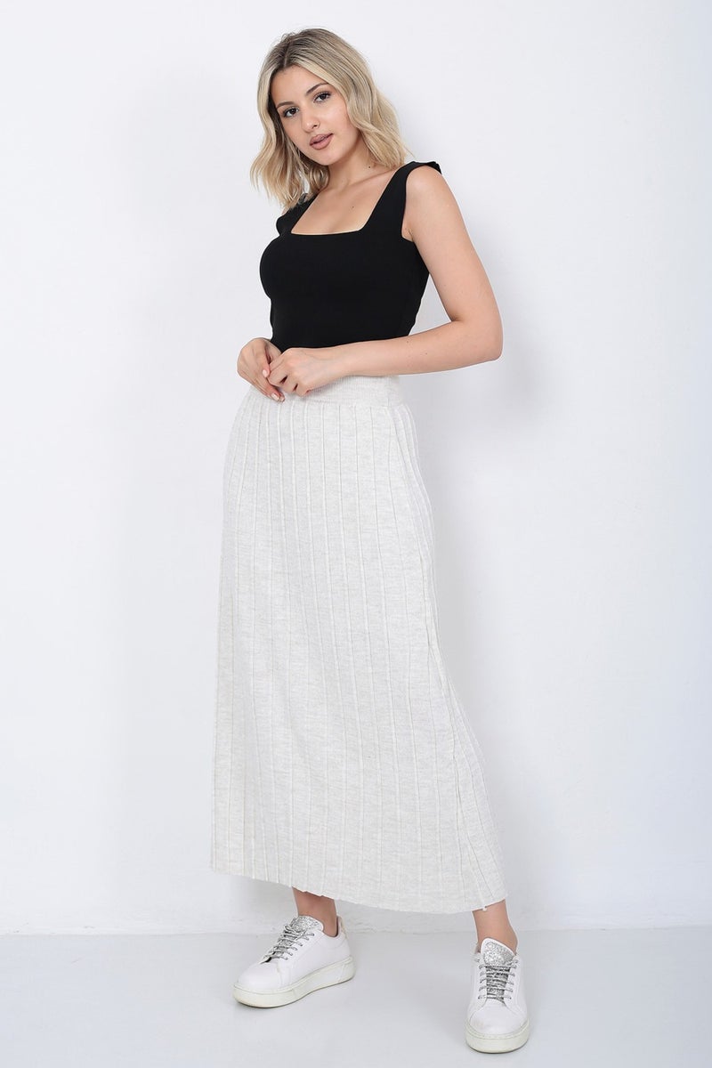 Lugmo Women's Knitwear Skirt Oversize Stone Color  - Image 1