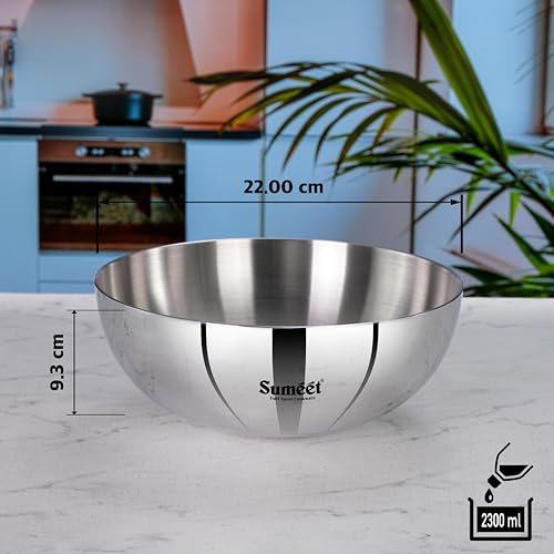 Sumeet ISI Certified Cook Smart TriPly Steel-Aluminium-Steel 3 Layer Round Bottom Tasra - 22cm, 2.350Ltr, Silver - Image 4