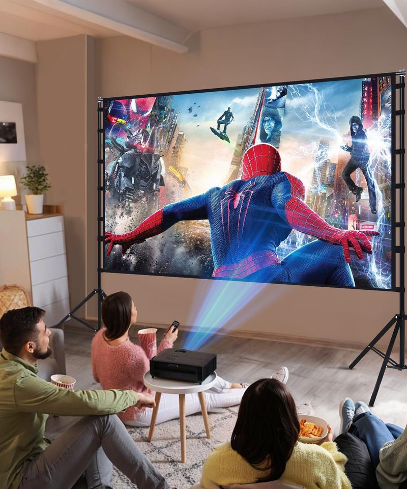 STWUI Projector Screen with Stand - 150 Inch Portable Projector Screens Outdoor Indoor Projector Screen 16:9 5K HD Outdoor Movie Screen with Carry Bag,Enioy Home Theater Projection Screen. - Image 4