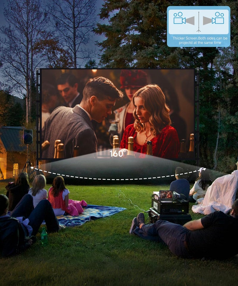 STWUI Projector Screen with Stand - 150 Inch Portable Projector Screens Outdoor Indoor Projector Screen 16:9 5K HD Outdoor Movie Screen with Carry Bag,Enioy Home Theater Projection Screen. - Image 2
