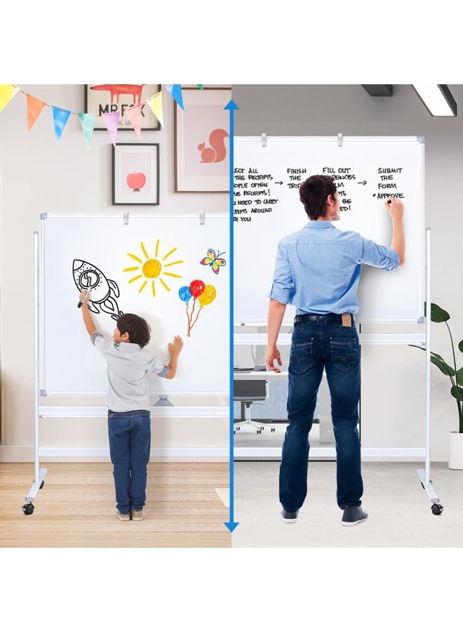 maxtek Large Mobile Whiteboard, 48 x 36 inches Magnetic Double Sided 360° Rolling Dry Erase Board Easel with Stand on Wheels Height Adjustable White Board with Accessories for Home Office & Classroom - Image 4