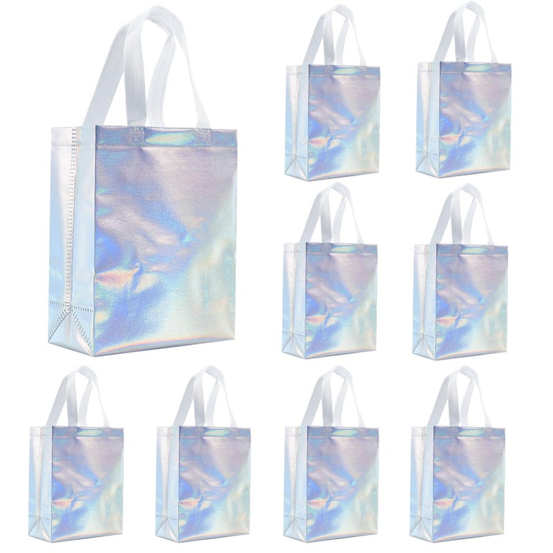 Tendwarm 12 Pcs 8x4x10 Inches Reusable Iridescent Gift Bag Favor Bags for Party Wedding Christmas Medium Size - Image 4