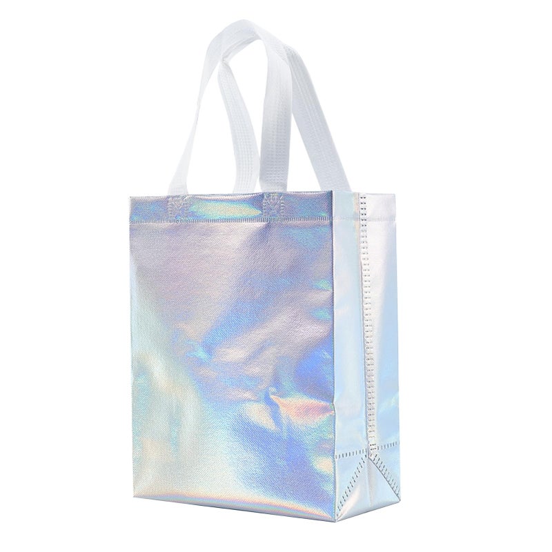 Tendwarm 12 Pcs 8x4x10 Inches Reusable Iridescent Gift Bag Favor Bags for Party Wedding Christmas Medium Size - Image 3