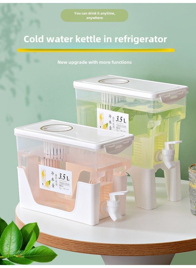 Rotatable Large Capacity Partition Design Cold Water Bucket Household Homemade Beverage Bucket Refrigerator Cold Water Bottle-Capacity:Upgraded Short Square Cold Water Bottle - Image 1