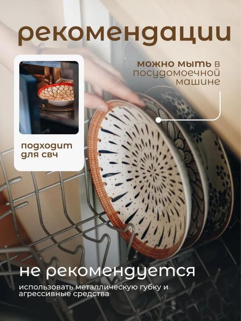 Set of plates restaurant tableware, 4 pcs, Ceramics, diameter 21 cm - Image 5