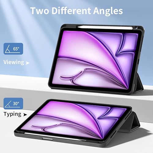 TGK Trifold Rotating Flip Case Cover for iPad Air 11 Inch M4/M3/M2 2026/2025/2024 & Air 5th Gen 2022/iPad Air 4th Gen 2020 10.9 Inch with Built-in Pencil Holder Black - Image 3