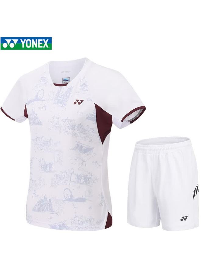 Yonex Women's Breathable Badminton Sports T-shirt Short Sleeve Set - Model 2102925bcr - White - Size M - Image 2