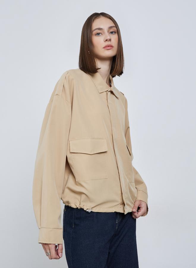 ستايلي جاكيت عملي بقصة بوكسي وجيب بغطاء - Image 3