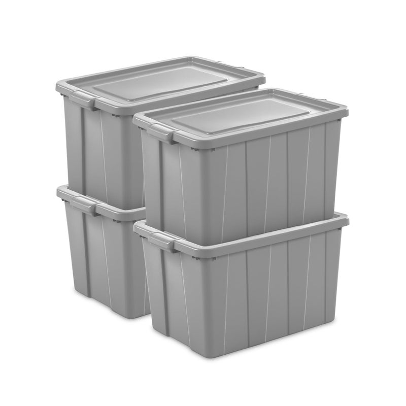 Sterilite Sterilite 4 Pack Tuff1 Storage Tote Stackable Plastic Bin with Lid 30 Gallon 