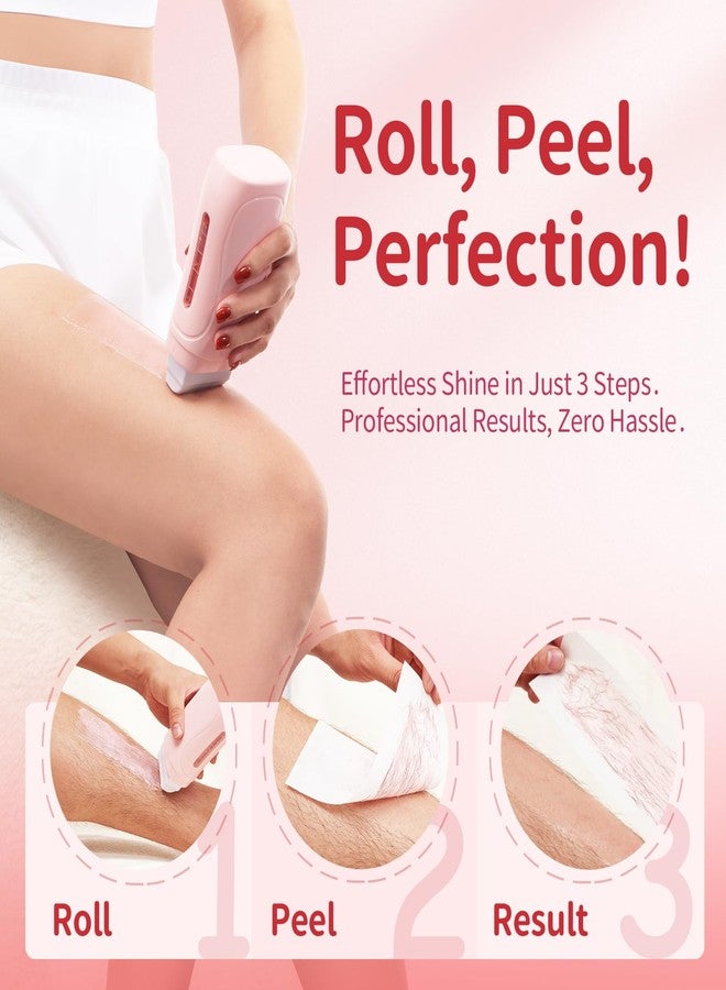 Waxfans Roll on Wax Kit, Waxing Kit for Women and Men, Wax Roller Waxing Kit for All Skin Types, Roll on Waxing Kit for Hair Removal, Wax Cartridges & 50 Pcs Wax Strips (Rose) - Image 2