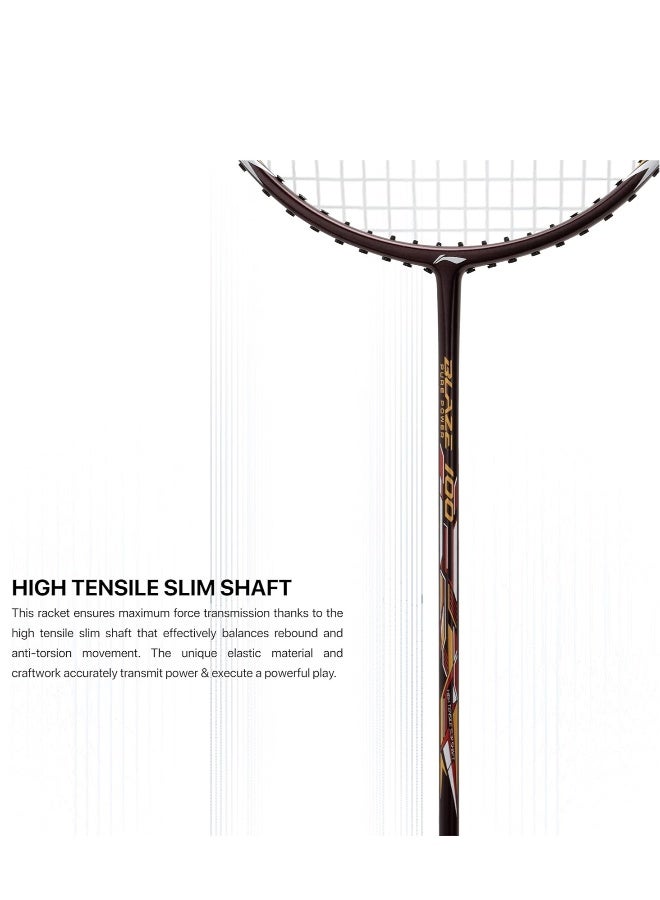 لي-نينج مضرب هندرد أتوميك X 38 PWR من ألياف الكربون بدون وتر مع غطاء كامل - اللون: أسود / رمادي - تصميم خفيف عالي الأداء للعب الاحترافي - Image 5