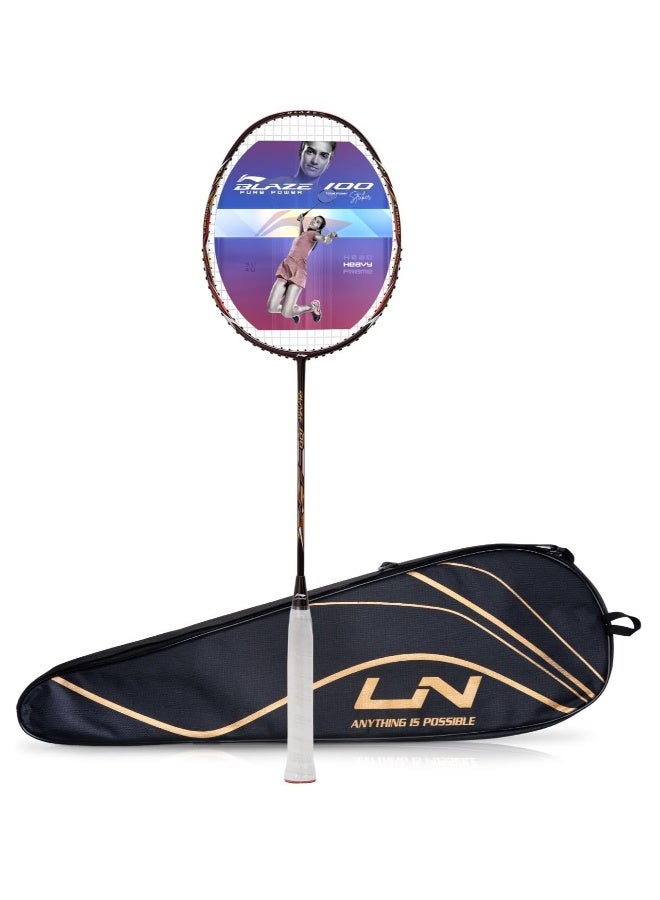 لي-نينج مضرب هندرد أتوميك X 38 PWR من ألياف الكربون بدون وتر مع غطاء كامل - اللون: أسود / رمادي - تصميم خفيف عالي الأداء للعب الاحترافي - Image 1