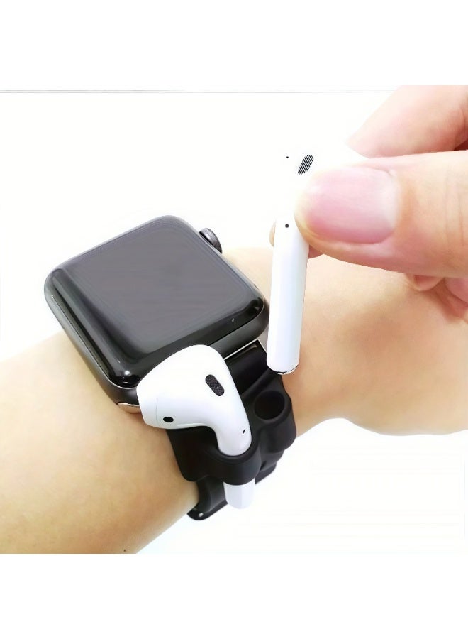 Silicone Earbuds Holder for Smart Watch Band, Wireless Earphone Anti‑Lost Storage Clip, Portable Earbuds Organizer Keeper for Sports Running Gym Fitness, Compatible with AirPods - Image 3