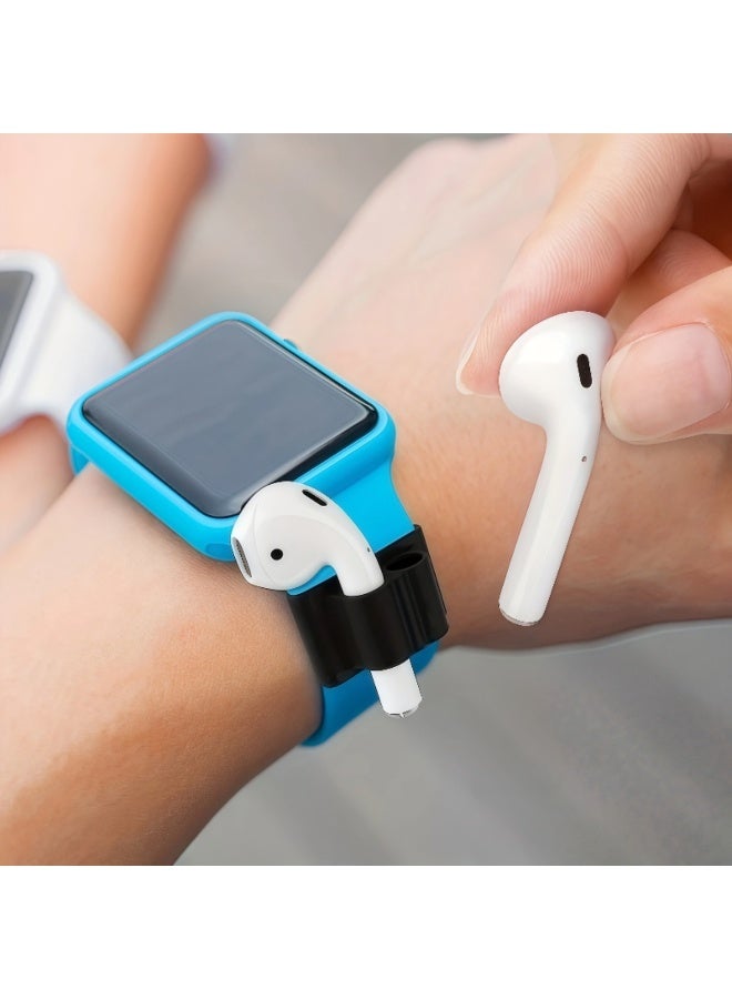 Silicone Earbuds Holder for Smart Watch Band, Wireless Earphone Anti‑Lost Storage Clip, Portable Earbuds Organizer Keeper for Sports Running Gym Fitness, Compatible with AirPods - Image 2