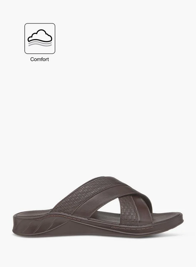 LBL by Shoexpress Textured Cross Strap Slip-On Comfort Arabic Sandals