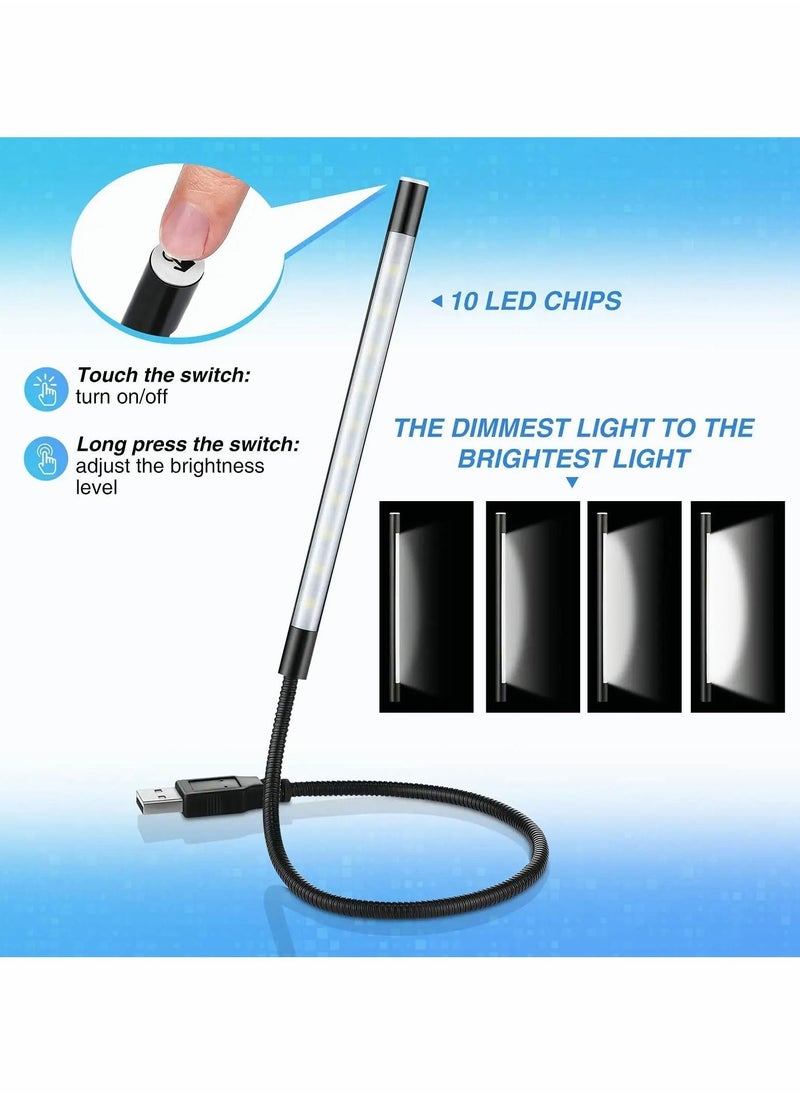 Y&D - USB LED Light for Laptop Keyboard Gooseneck Computer Flexible Stick Dimmable Lamp Touch Switch Reading Book 2 PCS (Black, Blue) - Image 1