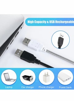 Y&D USB LED Light for Laptop Keyboard Gooseneck Computer Flexible Stick Dimmable Lamp Touch Switch Reading Book 2 PCS (Black, Blue)  - Image 3