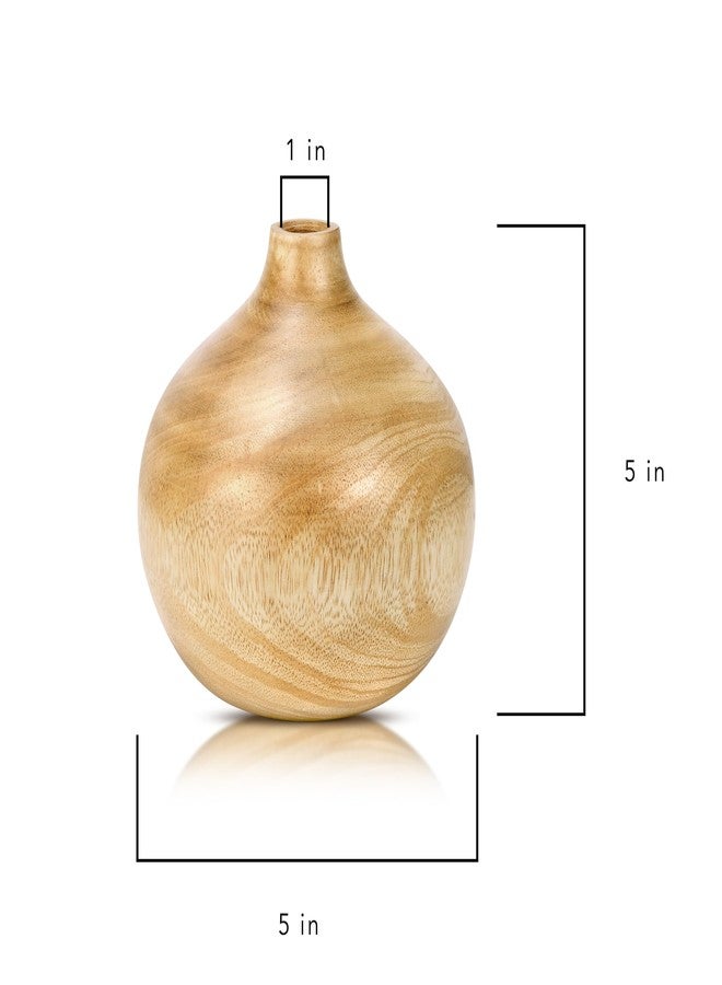 ايرافيدا مزهرية خشبية أنيقة مستديرة الشكل من خشب شجرة المانجو المصبوغ من إيرفيدا | ديكور مزهرية زهور لغرفة المعيشة - Image 5