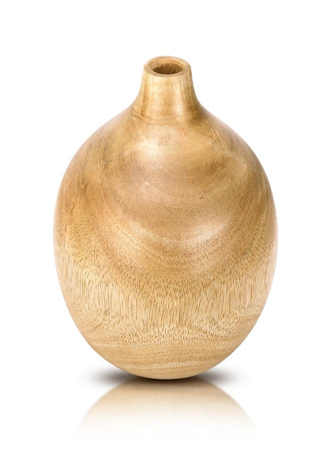 ايرافيدا مزهرية خشبية أنيقة مستديرة الشكل من خشب شجرة المانجو المصبوغ من إيرفيدا | ديكور مزهرية زهور لغرفة المعيشة - Image 2