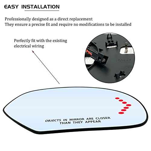 SKARUMMER Passenger Right Side Heated Mirror Glass Replacement for Chevy Chevrolet Silverado Avalanche Suburban GMC Sierra Yukon Cadillac Escalade Exterior Side Power Heated Signal Mirror 15886196 - Image 4