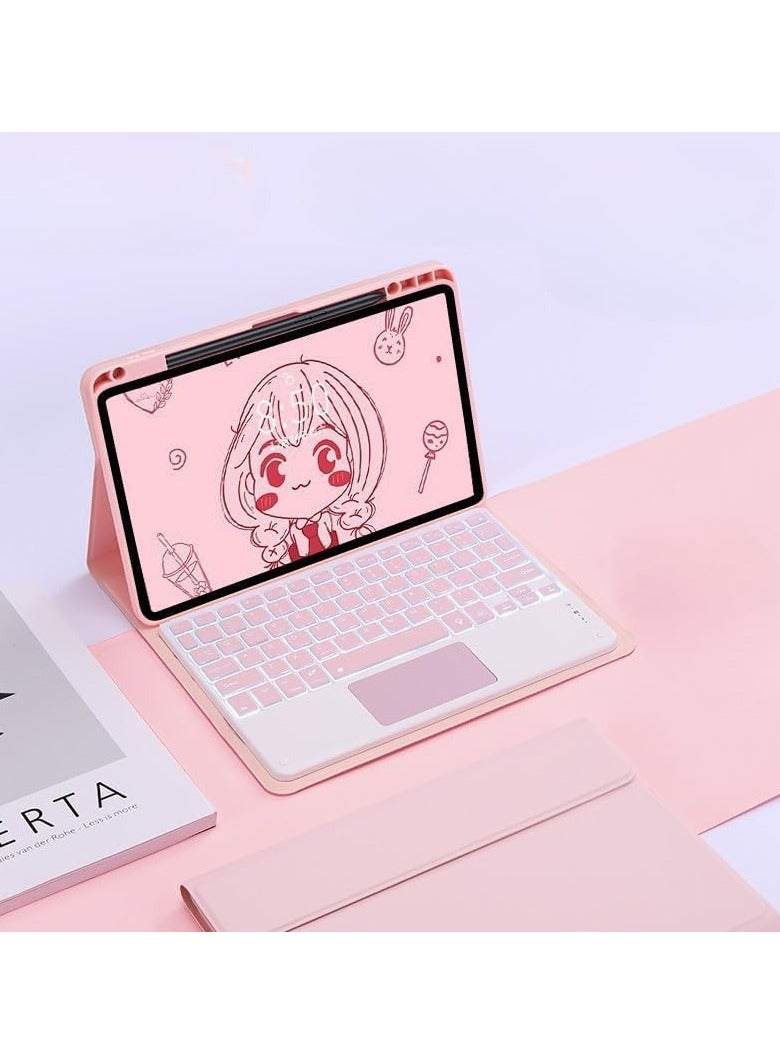 حقيبة لوحة مفاتيح عربية وإنجليزية تتوافق مع إنفينيكس إكس باد (11 بوصة)، لوحة مفاتيح بلوتوث لاسلكية قابلة للفصل مع إضاءة خلفية ولوحة لمس ذكية وحقيبة تابلت