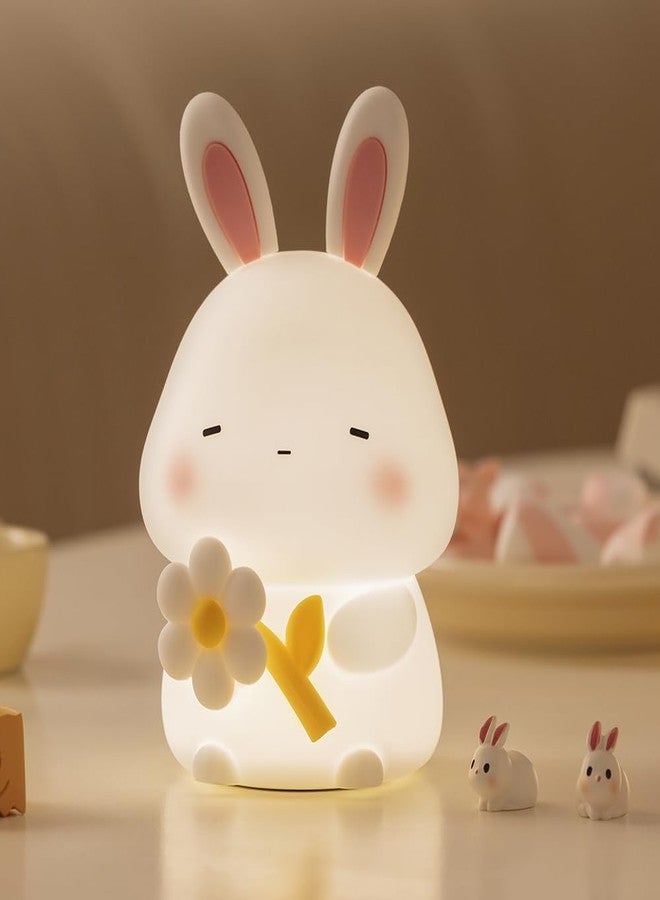 KinYiLO Bunny Night Light for Kids, 3 Level Dimmable Rabbit Nursery Nightlight, 1200mAh Soft Silicone Bedside Touch Lamps, Cute Rechargeable Easter Bunny Gifts for Baby Toddler Girls Boys Room Decor - Image 1