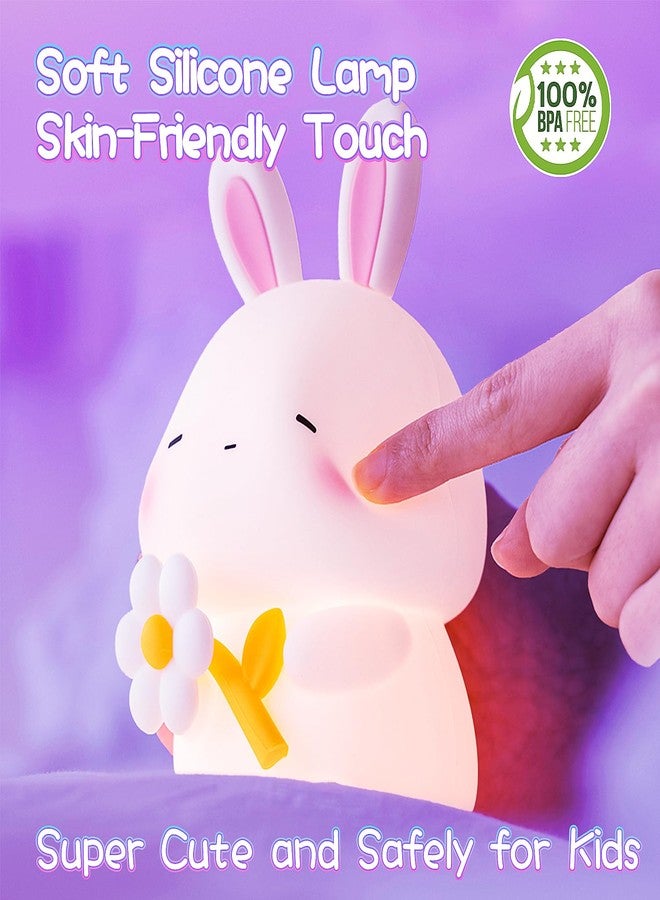 KinYiLO Bunny Night Light for Kids, 3 Level Dimmable Rabbit Nursery Nightlight, 1200mAh Soft Silicone Bedside Touch Lamps, Cute Rechargeable Easter Bunny Gifts for Baby Toddler Girls Boys Room Decor - Image 4