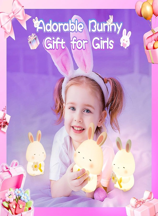 KinYiLO Bunny Night Light for Kids, 3 Level Dimmable Rabbit Nursery Nightlight, 1200mAh Soft Silicone Bedside Touch Lamps, Cute Rechargeable Easter Bunny Gifts for Baby Toddler Girls Boys Room Decor - Image 2
