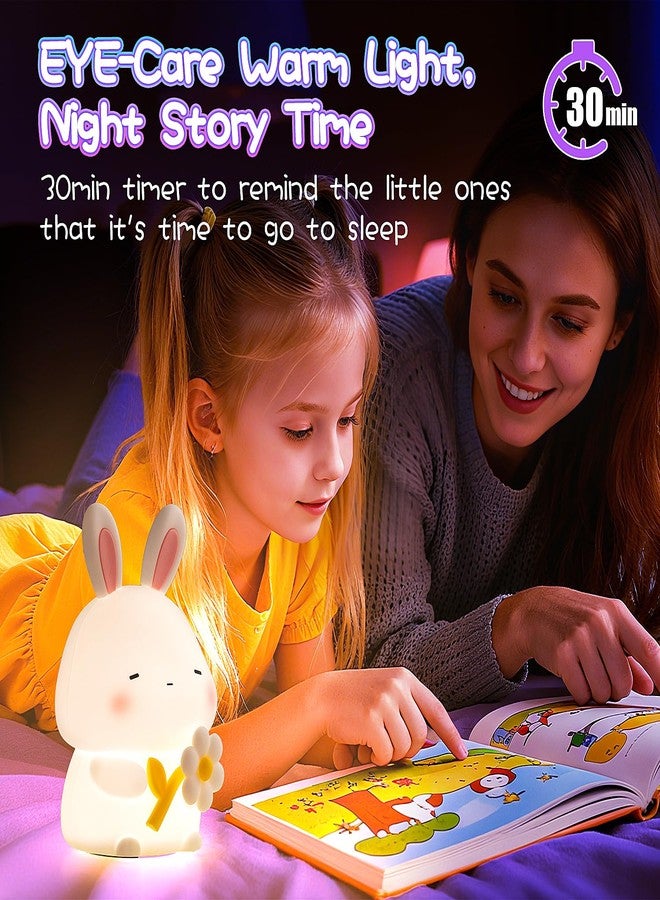 KinYiLO Bunny Night Light for Kids, 3 Level Dimmable Rabbit Nursery Nightlight, 1200mAh Soft Silicone Bedside Touch Lamps, Cute Rechargeable Easter Bunny Gifts for Baby Toddler Girls Boys Room Decor - Image 5