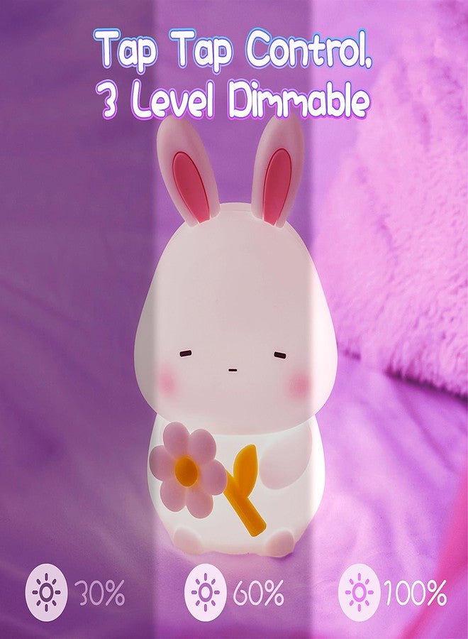 KinYiLO Bunny Night Light for Kids, 3 Level Dimmable Rabbit Nursery Nightlight, 1200mAh Soft Silicone Bedside Touch Lamps, Cute Rechargeable Easter Bunny Gifts for Baby Toddler Girls Boys Room Decor - Image 3