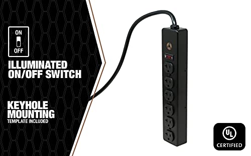 Southwire 5120 20 Amp Rated, 6 Outlet all Metal Power Strip with NEMA 5-20 P&R, 6 Foot 12/3 Cord - Image 5