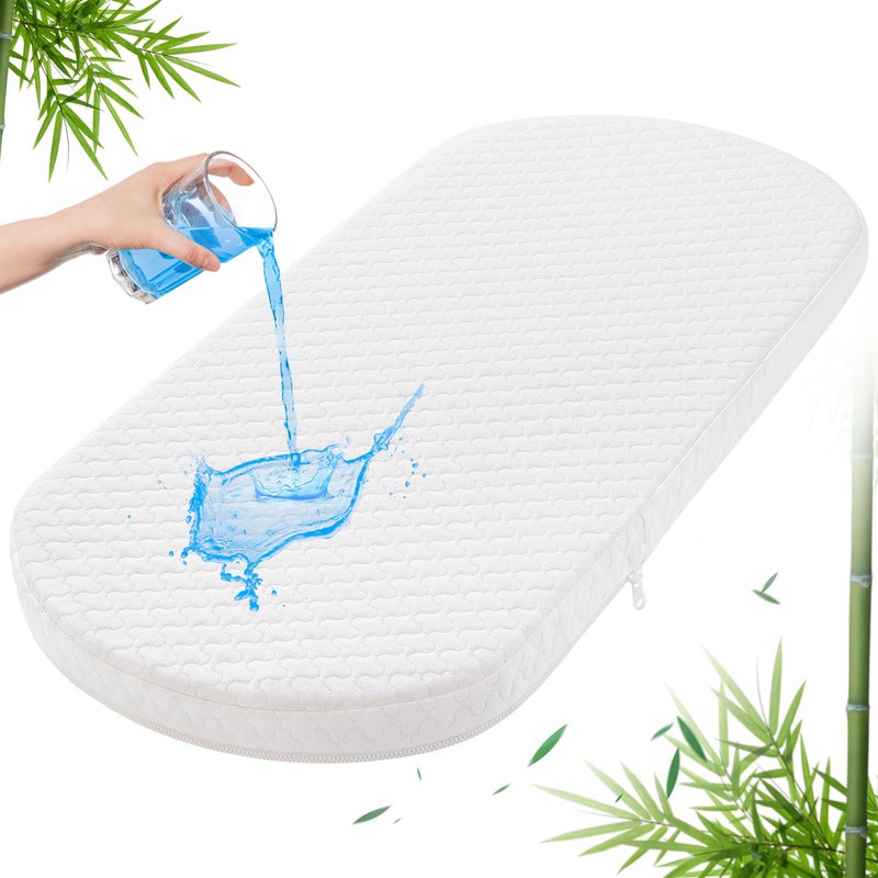 Pro Goleem Baby Bassinet Mattress Pad 32x16 Oval Waterproof Bamboo Cover UltraSoft Breathable NonToxic Topper for FisherPriceDelta ChildrenDream On Me KarleyCradleMoses Basket