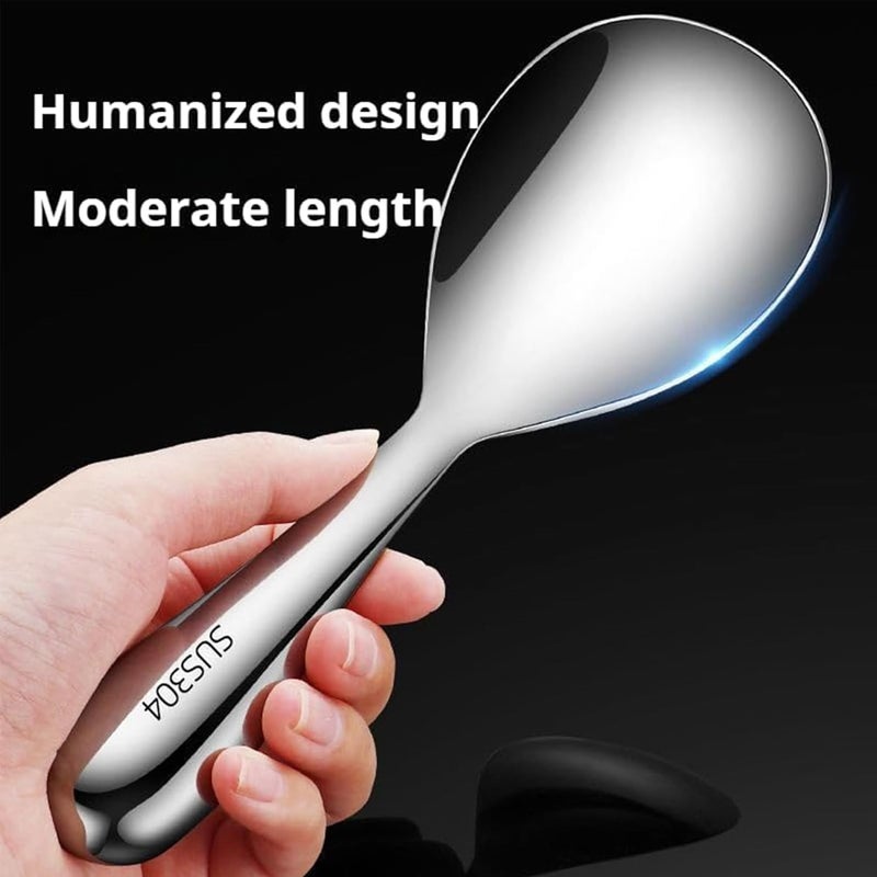 Comicfs Rice Paddle Spoon 304 Stainless Steel Thickened Rice Spoon Rice Spatula Non Stick Rice Scooper for Rice Mashed Potato Salads, Apply for Kitchen Home Restaurant Hotel Serving (1Pc, Bright) - Image 3